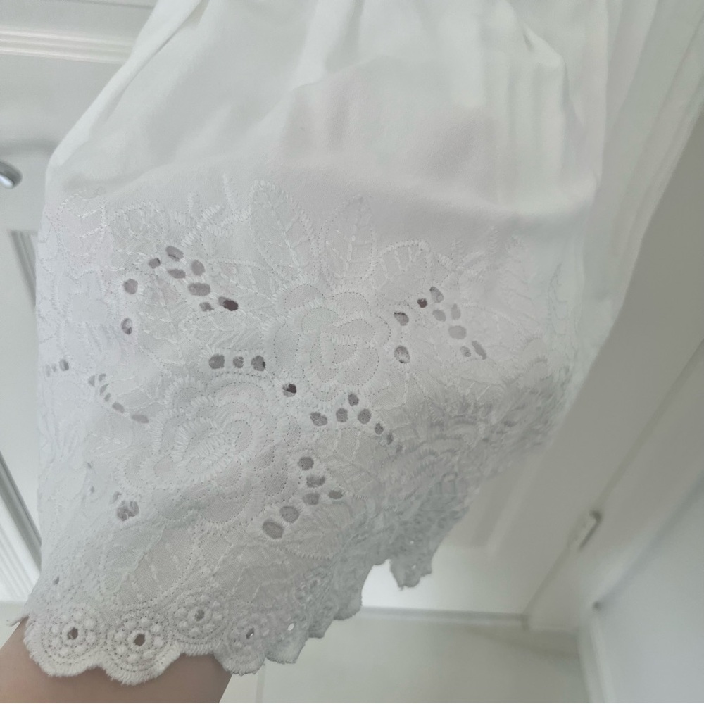 SIM & SAM White Tiered Eyelet Midi Skirt XS - Picture 4 of 8